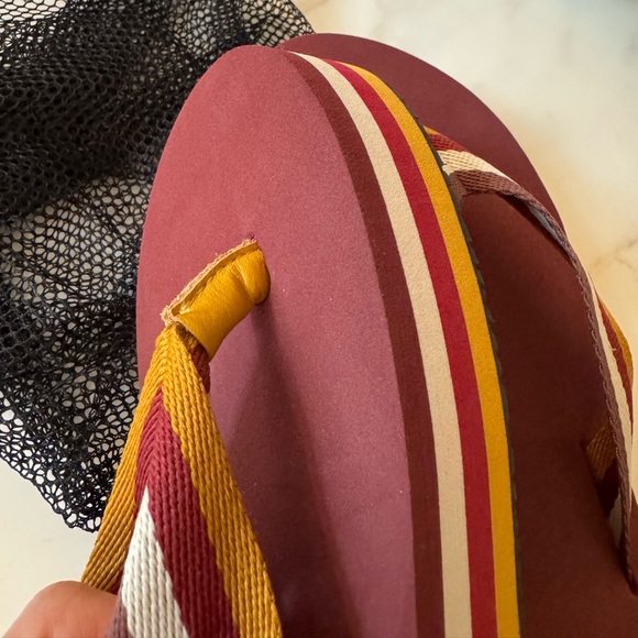 Isabel Marant Tae Striped Canvas Flip Flops with net shoe bag - Picture 2 of 11